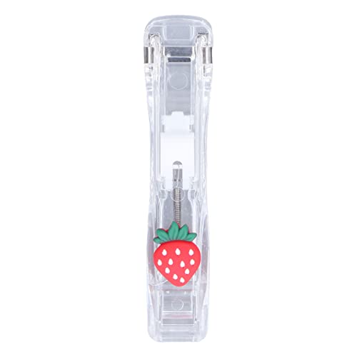 Papiermuschelclip -Spender Handheld Tragbarer Papierklammer Wiederverwendbarer Hefter mit 100 Nachfüllclips für Office Home School -Dokumente (Erdbeer-Stil und 2 Boxen mit Clips) von Fdit