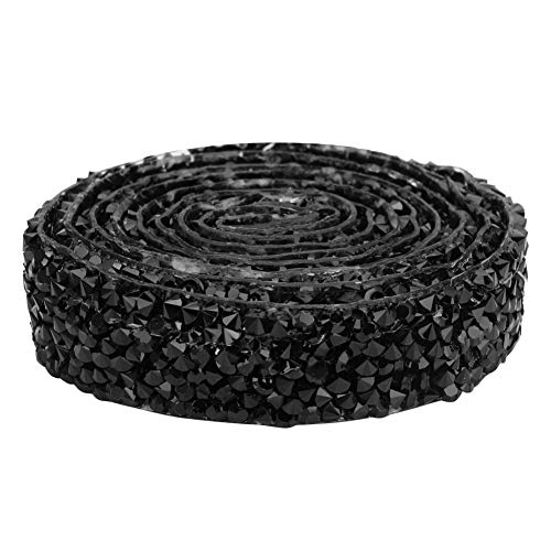 Perlenverkleidung, Bügeleisen auf Applique 5 -Yard - -Kristallnetzkettenkettenbänder Hochzeitskleid -Trimmschuhe Accessoires für Dekor (BLACK) von Fdit