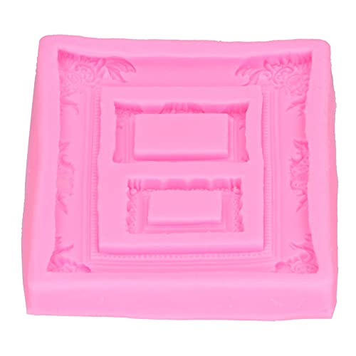 Retro Bilderrahmen und Spiegelrahmen Silikonform Fondant Kuchen Dekoration Werkzeug Pralinenform für die Herstellung von DIY Kuchen Pralinen(Rosa) von Fdit