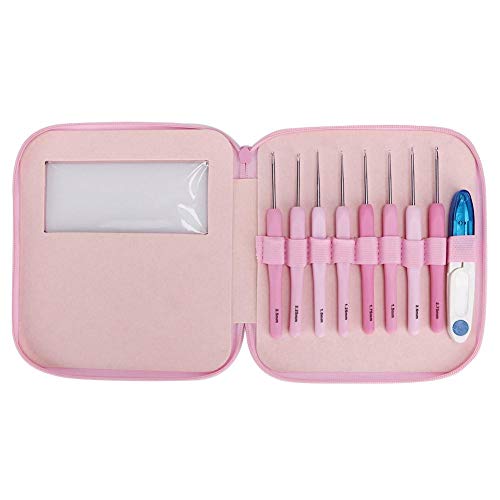 Rose Pink Plastic Crochet Hook 8Pcs/Set Soft Crochet Hook Kit Stricknadel Nähwerkzeug für Home DIY Handcraft von Fdit