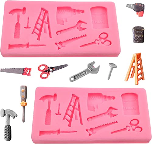 Fdit Kuchen-Backform, 12X8X5,5cm 3D Silikon Fondant Formen Lovely Spanner Schere Fondant Formen Topper Hammerschlüssel Werkzeuge DIY-Backformen von Fdit