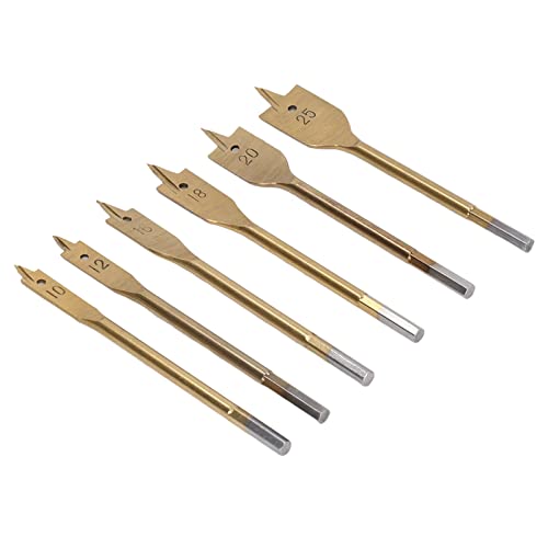 Spatenbohrbit Set Effiziente Kohlenstoffstahl 3 Schnittkanten Hex Shank Holzbearbeitung für Holzbohrwerkzeug (GOLD) von Fdit