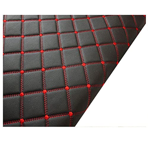 Kunstleder Gesteppt Kaschiert Meterware 160cm ×100cm, Leder Polsterstoff Stoff für Schrank Ledertasche Autositz Sofa Möbel Repara, Schwarz (rote Linie) (Color : Black (red line), Size : 1.6x1m) von Fdl123456@