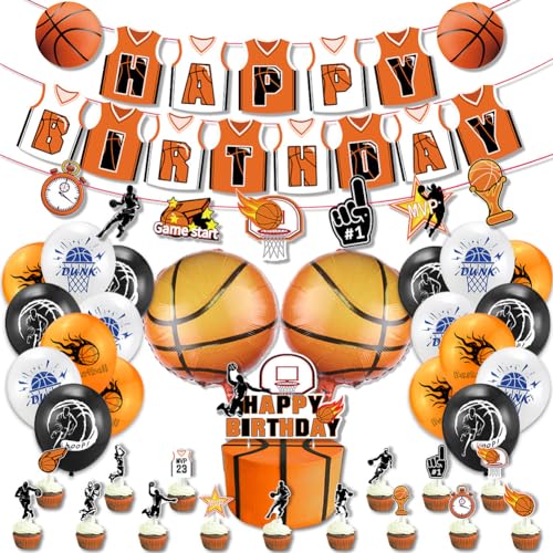 38 Stück Basketball-Thema Geburtstag Party Set Basketball Kuchen Party Dekoration Basketball Thema Geburtstag Dekoration Ballons Cupcake-Topper Happy Birthday Banner für Kinder 38 Stück Basketball-Thema Geburtstag Party Set Basketball Kuchen Party Dekoration Basketball Thema Geburtstag Dekoration Ballons Cupcake-Topper Happy Birthday Banner für Kinder von FeLeA