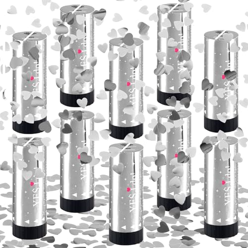 FePen*10 Herz-Konfettikanone, Hochzeit, Geburtstag, Weihnachten, Babyparty - Silber, PVC, Pailletten, Herzen und Sterne FePen*10 Herz-Konfettikanone, Hochzeit, Geburtstag, Weihnachten, Babyparty - Silber, PVC, Pailletten, Herzen und Sterne von FePen