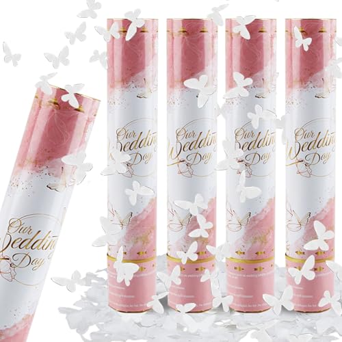 FePen Konfettikanone*4, Konfettikanone Hochzeit, Konfettikanone Biologisch Abbaubar, Party Popper, Konfettikanone xxl für Innen und Draußen (Weißer Schmetterling) FePen Konfettikanone*4, Konfettikanone Hochzeit, Konfettikanone Biologisch Abbaubar, Party Popper, Konfettikanone xxl für Innen und Draußen (Weißer Schmetterling) von FePen