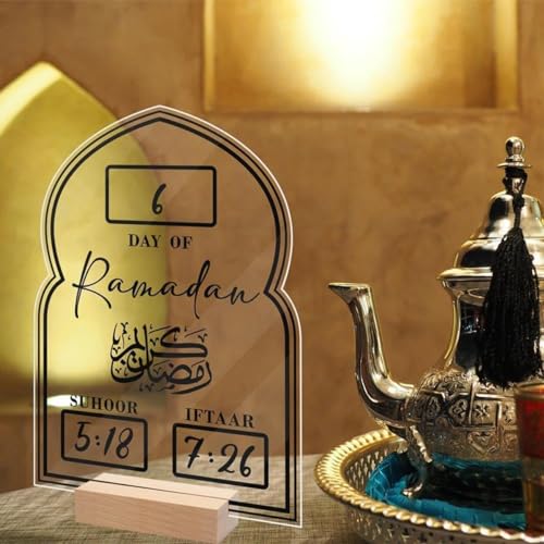 Feaolala Ramadan Adventskalender Holz Countdown Kalender Dekorationen für Zuhause, 30 Tage Til Eid Ramadan und Eid Decor Ramadan Advent Calendar Countdown Calendars Lantern (Schwarz 2) von Feaolala