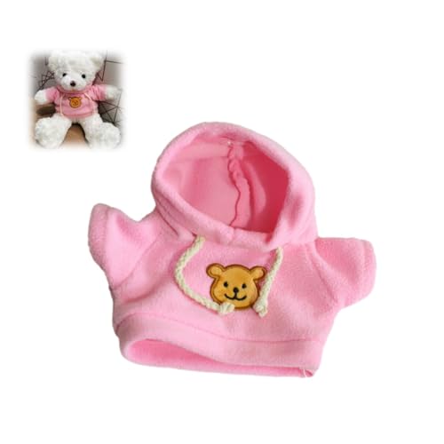 Kleine Plüschbär Puppe Kostüm Hoodie Pullover Niedliche Stofftier Kleidung Cartoon DIY Dekorative Kleidung Blau und Rosa (Rosa) von Feaolala