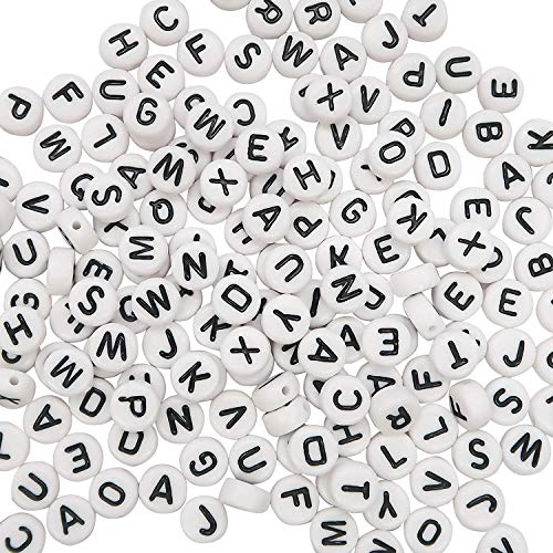 Febbya Buchstaben Perlen,500 PCS Alphabet Acryl Perlen Kunststoff Buchstaben A-Z für Schmuckherstellung Handwerk Kunst DIY Armbänder Halskette Schlüsselringe Weiß und Schwarz 7 * 4MM Febbya Buchstaben Perlen,500 PCS Alphabet Acryl Perlen Kunststoff Buchstaben A-Z für Schmuckherstellung Handwerk Kunst DIY Armbänder Halskette Schlüsselringe Weiß und Schwarz 7 * 4MM von Febbya