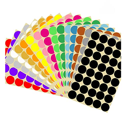 Generic PCS 25mm Selbstklebende farbige Punkte 640 Kleine runde 16 Farben für Büro, Schule, Kalender, Karten-Aufkleber, 1 von Generic
