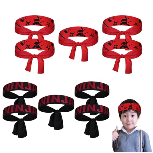 Ninja-Stirnbänder,10er-Pack Rot Schwarze Ninjas Party Stirnband Karate-Party-Geschenke für Kinder Waschbare Bandanas für Ninjago-Geburtstage Karate-Training Kindermasken Schildkröten-Dekorationen Ninja-Stirnbänder,10er-Pack Rot Schwarze Ninjas Party Stirnband Karate-Party-Geschenke für Kinder Waschbare Bandanas für Ninjago-Geburtstage Karate-Training Kindermasken Schildkröten-Dekorationen von Febbya