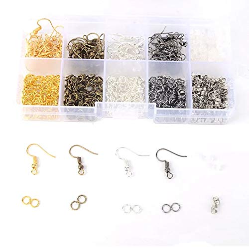 Febbya Ohrhaken,80 Stück Ohrhaken Angelhaken + 400 Stück Biegeringe Offene + 200 Stück Ohrstöpsel mit Aufbewahrungsbox für Schmuckherstellung DIY Nickelfrei von Febbya