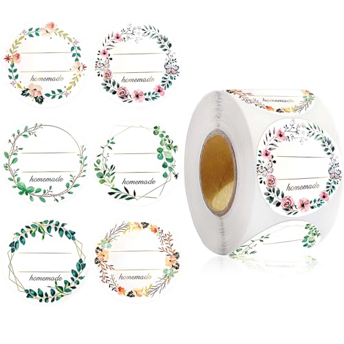 Selbstklebende Glasetiketten, 500 Stück runde Kraftpapier-Aufkleber (5 cm) für Marmelade, Gewürze, Flaschen und Vorratsorganisation – Ablösbare Etiketten für Küche, Backen, Geschenkanhänger von Febbya