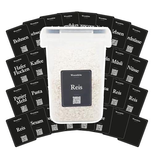 32 etiketten vorratsdosen Wesentliche Schwarz auf Deutsch - küche aufbewahrung & organisation, etiketten küche vorrat, küchenetiketten, beschriftung vorratsdosen, küchenzubehör, küchen gadgets von Febio