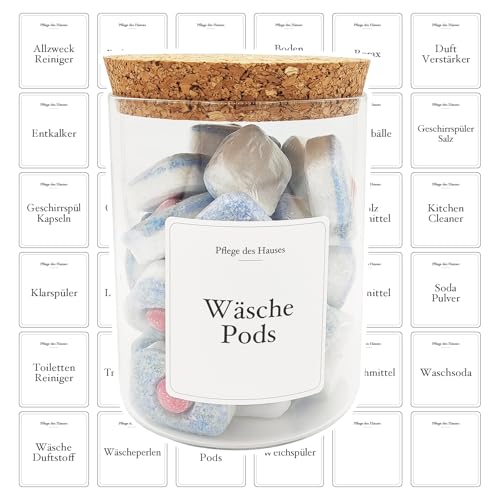 36 Etiketten Pflege des Hauses - wäsche aufkleber sortierung, waschmittel aufbewahrung flüssig, waschmittelbehälter für pulver, organizer waschmittel box, waschmaschinen organizer, aufkleber bad von Febio
