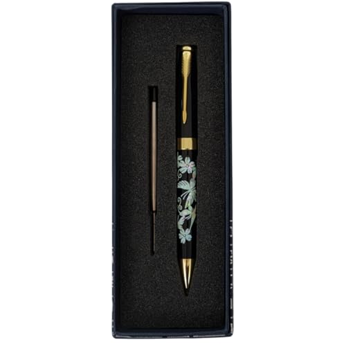 February Mountain Perlmutt-Kugelschreiber, einziehbarer Kugelschreiber, für Geschenk, Business, Büro, 1,0 mm mittlere Spitze, schwarze Tinte, Extras austauschbare Metallminen February Mountain Perlmutt-Kugelschreiber, einziehbarer Kugelschreiber, für Geschenk, Business, Büro, 1,0 mm mittlere Spitze, schwarze Tinte, Extras austauschbare Metallminen von February Mountain