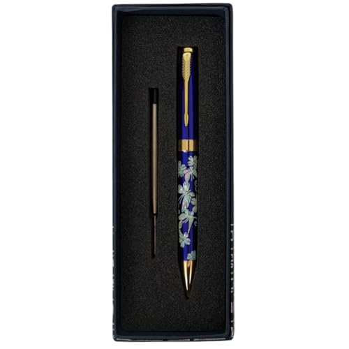 February Mountain Perlmutt-Kugelschreiber, einziehbarer Kugelschreiber, für Geschenk, Business, Büro, 1,0 mm mittlere Spitze, schwarze Tinte, Extras austauschbare Metallminen von February Mountain