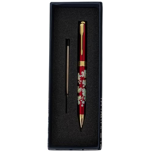 February Mountain Perlmutt-Kugelschreiber, einziehbarer Kugelschreiber, für Geschenk, Business, Büro, 1,0 mm mittlere Spitze, schwarze Tinte, Extras austauschbare Metallminen von February Mountain