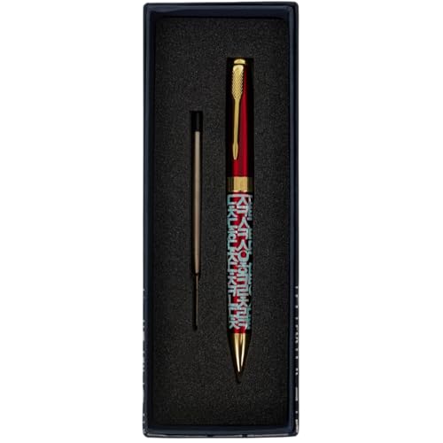 February Mountain Perlmutt-Kugelschreiber, einziehbarer Kugelschreiber, für Geschenk, Business, Büro, 1,0 mm mittlere Spitze, schwarze Tinte, Extras austauschbare Metallminen von February Mountain