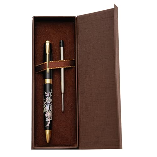 February Mountain Perlmutt-Kugelschreiber, einziehbarer Kugelschreiber, für Geschenk, Business, Büro, 1,0 mm mittlere Spitze, schwarze Tinte, Extras austauschbare Metallminen February Mountain Perlmutt-Kugelschreiber, einziehbarer Kugelschreiber, für Geschenk, Business, Büro, 1,0 mm mittlere Spitze, schwarze Tinte, Extras austauschbare Metallminen von February Mountain