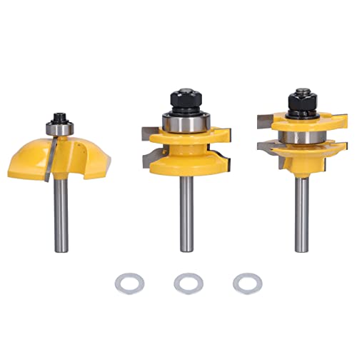 3pcs Schienenküste Router Bits Roman Ogee Bit Holzbearbeitungswerkzeug 1/4in Shank für CNC -Maschinen Carpentry Strong and Sturdy geeignet von Febuliy