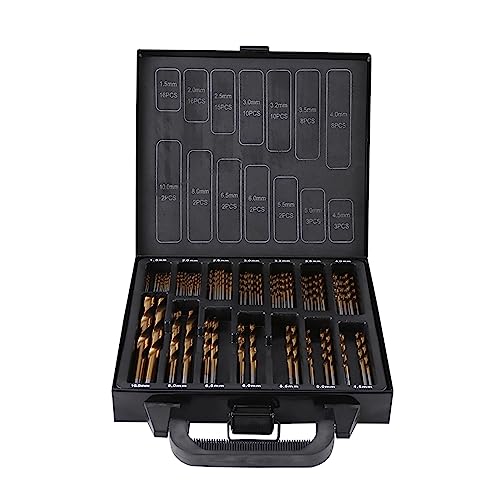 Ti-beschichtetes, hochwertiges 99-teiliges HSS-Bohrerset 1,5 mm – 10 mm mit Koffer für Metallbohrprofis Ti-beschichtetes, hochwertiges 99-teiliges HSS-Bohrerset 1,5 mm – 10 mm mit Koffer für Metallbohrprofis von Febuliy