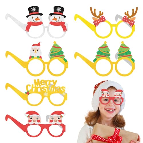 Fecfucy Weihnachtsbrille mit Glitzer, Weihnachtsfeiertagsrahmen, Zubehör, Weihnachtsfeier, Fotoautomaten für Urlaubsgeschenke von Fecfucy