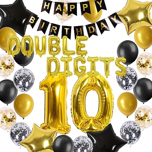10 Geburtstag Dekorationen für Jungen, Zweistellig 10 Geburtstag Deko, Schwarz Gold 10 Geburtstag Banner Zahl 10 Folienballons mit Konfetti Luftballons für 10 Jahre alt Geburtstag Jungen 10 Geburtstag Dekorationen für Jungen, Zweistellig 10 Geburtstag Deko, Schwarz Gold 10 Geburtstag Banner Zahl 10 Folienballons mit Konfetti Luftballons für 10 Jahre alt Geburtstag Jungen von Fechy