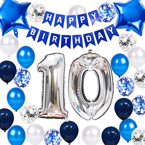 10. Geburtstag Dekoration Junge, Geburtstagsdeko 10 Jahre Junge, 10 Geburtstag Deko, 10 Ballon Blau Deko, Luftballon 10. Geburtstag Party Deko Junge Blau, Deko 10 Geburtstag Junge(10.) von Fechy