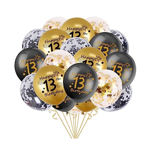 13. Geburtstag Luftballons, 20 Stück Schwarz Gold Happy 13. Geburtstag Latex Konfetti Ballon für Offizieller Teenager 13 Jahre Geburtstag Deko Jungen 12 Zoll(13.) von Fechy