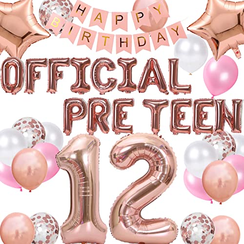 Fechy 12. Geburtstag Dekorationen für Mädchen, Roségold, offizielle Pre-Teen Luftballons Banner Nummer 12 Folienkonfetti Jahre alt (FC-Pre-12th Rose Gold-27) Fechy 12. Geburtstag Dekorationen für Mädchen, Roségold, offizielle Pre-Teen Luftballons Banner Nummer 12 Folienkonfetti Jahre alt (FC-Pre-12th Rose Gold-27) von Fechy