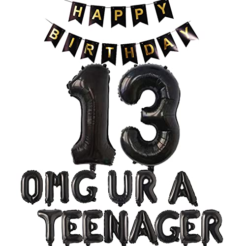 13 Teenager Geburtstag Party Dekorationen für Jungen Mädchen, 13 Geburtstag Dekorationen OMG Ur A Teenager Ballon Geburtstag Banner Jumbo Zahl 13 Folienballons für 13 Jahre alt Söhne Tochter (Schwarz) 13 Teenager Geburtstag Party Dekorationen für Jungen Mädchen, 13 Geburtstag Dekorationen OMG Ur A Teenager Ballon Geburtstag Banner Jumbo Zahl 13 Folienballons für 13 Jahre alt Söhne Tochter (Schwarz) von Fechy