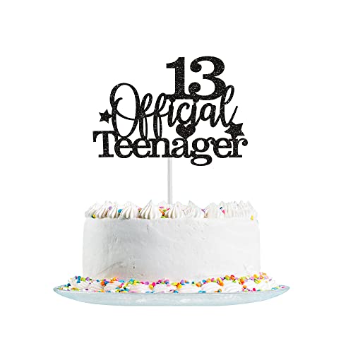 13.Geburtstag Tortendeko Schwarz 13 Offizielle Teenager 13. Geburtstag Kuchen Topper Glitter für 13. Geburtstag Kuchendeko Dekoration Mädchen Jungen (Schwarz) von Fechy