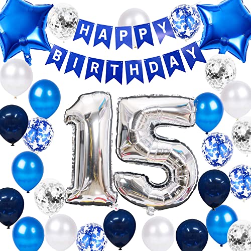 15. Geburtstag Party Dekoration für Jungen, Happy Birthday Banner Marineblau 15 Geburtstag Ballons Latex Konfetti Ballon für Jungen Ihn Sohn 15 Jahre alt Geburtstag Dekoration(15.) 15. Geburtstag Party Dekoration für Jungen, Happy Birthday Banner Marineblau 15 Geburtstag Ballons Latex Konfetti Ballon für Jungen Ihn Sohn 15 Jahre alt Geburtstag Dekoration(15.) von Fechy