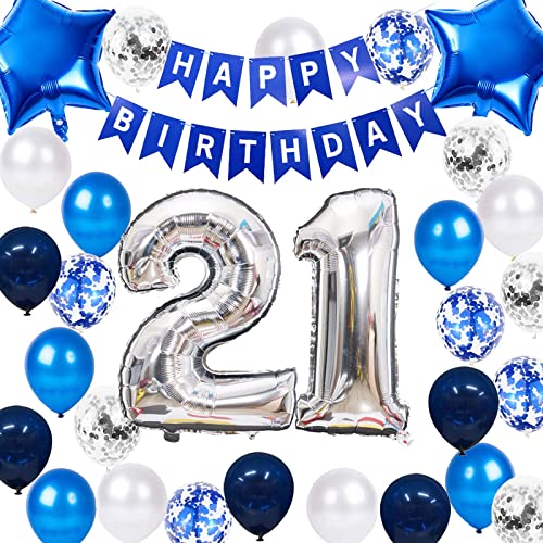 21. Geburtstag Deko Marineblau, 21 Geburtstag Dekoration Männer, Luftballon 21. Geburtstag Party Deko Männer Blau, Geburtstagsdeko 21 Jahre Männer, Deko 21 Geburtstag Männer( 21.) von Fechy