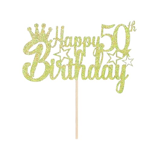 50 Geburtstag Tortendeko Gold, Happy 50th Birthday Cake Topper, Glitzer 50. Geburtstag Kuchen Deko, 50. Geburtstag Party Kuchen Dekoration für 50 Jahre Geburtstag Mann Frauen(Gold) von Fechy