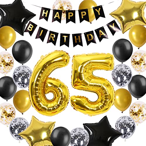 65. Geburtstag Dekorationen Schwarz-Gold für Männer Frauen, 65. Geburtstag Banner Nummer 65 Geburtstag Star Folie Konfetti Ballons für Cheers to 65 Jahre alt Geburtstag Party Dekorationen(65.) 65. Geburtstag Dekorationen Schwarz-Gold für Männer Frauen, 65. Geburtstag Banner Nummer 65 Geburtstag Star Folie Konfetti Ballons für Cheers to 65 Jahre alt Geburtstag Party Dekorationen(65.) von Fechy