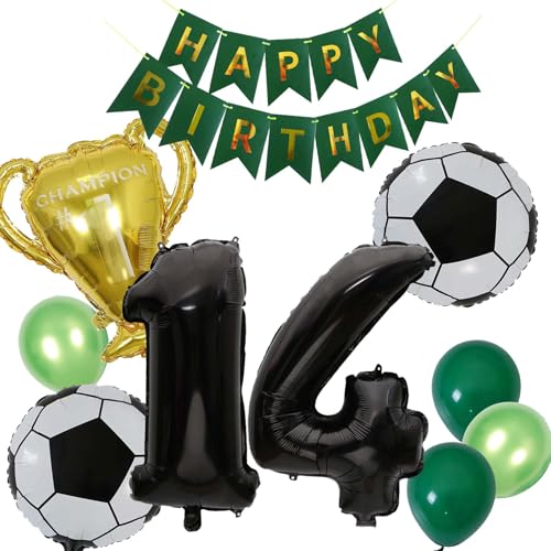 Fußball Luftballon 14. Geburtstag Dekoration, Geburtstagsdekoration 14. Junge, 14. Junge Birthday Banner Trophäe Fußball Folie Ballons Dekoration Set, Ballon 14. Party Geburtstag Dekoration Grün (14.) Fußball Luftballon 14. Geburtstag Dekoration, Geburtstagsdekoration 14. Junge, 14. Junge Birthday Banner Trophäe Fußball Folie Ballons Dekoration Set, Ballon 14. Party Geburtstag Dekoration Grün (14.) von Fechy