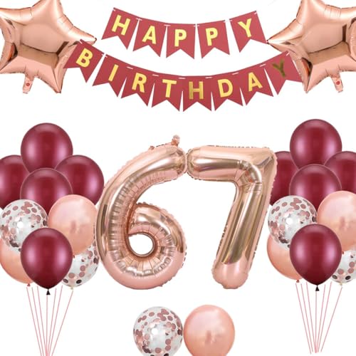 Geburtstag 67. Luftballon Frau, 67. Geburtstag Dekoration, Riesenzahl 67 Ballon Roségold, 67 Jahre Birthday Ballons für Frauen 67 Jahre alt Geburtstagsdeko(67.) von Fechy
