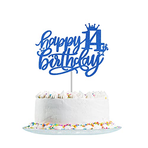 Tortendeko 14. Geburtstag Junge Mädchen, Blau Glitzer 14. Kuchendeko Geburtstag, Happy 14. Geburtstagstorte Topper, Kuchen Topper 14 Junge, Happy 14th Birthday Cake Topper(Blau) von Fechy