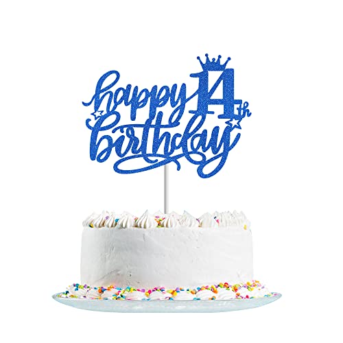 Tortendeko 14. Geburtstag Junge Mädchen, Blau Glitzer 14. Kuchendeko Geburtstag, Happy 14. Geburtstagstorte Topper, Kuchen Topper 14 Junge, Happy 14th Birthday Cake Topper(Blau) von Fechy