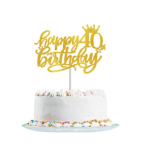 40.Geburtstag Tortendeko Gold, Glitzer 40. Geburtstag Kuchendeko, Happy 40th Birthday Cake Topper, 40 Jahre Geburtstag Torten Deko, 40. Geburtstag Party Kuchen Dekoration Frauen Mann(Gold) von Fechy