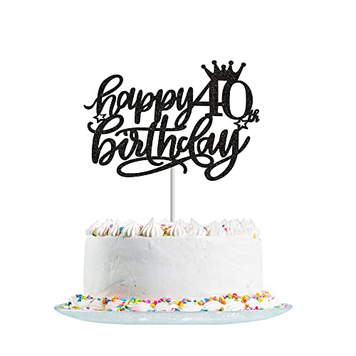 40. Geburtstag Tortendeko Schwarz, Glitzer 40. Geburtstag Kuchendeko, Happy 40th Birthday Cake Topper, 40 Jahre Geburtstag Torten Deko, 40. Geburtstag Party Kuchen Dekoration Frauen Mann(Schwarz) von Fechy