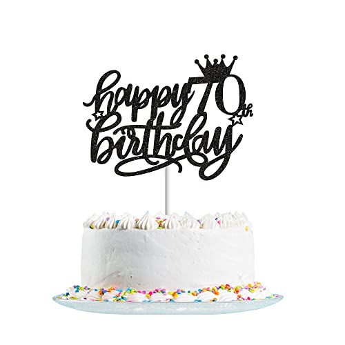70 Geburtstag Tortendeko, Happy 70th Birthday Cake Topper, Glitzer 70. Geburtstag Kuchen Deko, 70. Geburtstag Party Kuchen Dekoration für 70 Jahre Geburtstag Frauen Mann von Fechy