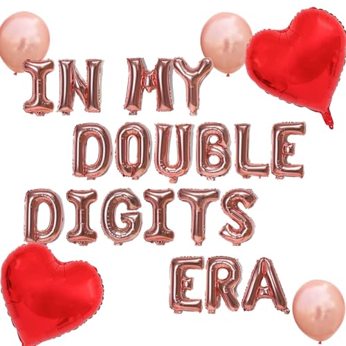 In My Double Digits Era Balloons Banner, 10th Birthday Balloons Party Decorations Double Digits Banners for Girls 10 Years Old Birthday Party Decorations (Rose Gold) von Fechy