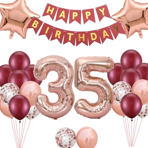 Luftballon 35. Geburtstag Dekorationen, Burgund Rose Gold 35. Folie Ballons Geburtstag Dekoration Set, 35 Jahre alt Frauen Geburtstag Party Dekorationen, Frauen Partyzubehör zum 35. Jahrestag Luftballon 35. Geburtstag Dekorationen, Burgund Rose Gold 35. Folie Ballons Geburtstag Dekoration Set, 35 Jahre alt Frauen Geburtstag Party Dekorationen, Frauen Partyzubehör zum 35. Jahrestag von Fechy