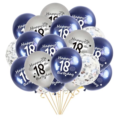 Luftballons 18. Geburtstag Deko, 21 Stück 18 Jahre Jungen Mädchen Geburtstag Ballons Dekoration, Marineblau Silber Happy 18 Birthday Konfetti Luftballons Geburtstagsdeko für 18. Party Dekoration(18.) Luftballons 18. Geburtstag Deko, 21 Stück 18 Jahre Jungen Mädchen Geburtstag Ballons Dekoration, Marineblau Silber Happy 18 Birthday Konfetti Luftballons Geburtstagsdeko für 18. Party Dekoration(18.) von Fechy