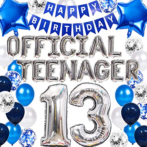 Offizielle Teenager Dekoration für 13. Geburtstag Jungen, Silber Blau 13 Geburtstags Banner Ballons mit 13. Geburtstags Konfetti Folien Luftballon Deko 13. Geburtstag Jungen Offizielle Teenager Dekoration für 13. Geburtstag Jungen, Silber Blau 13 Geburtstags Banner Ballons mit 13. Geburtstags Konfetti Folien Luftballon Deko 13. Geburtstag Jungen von Fechy
