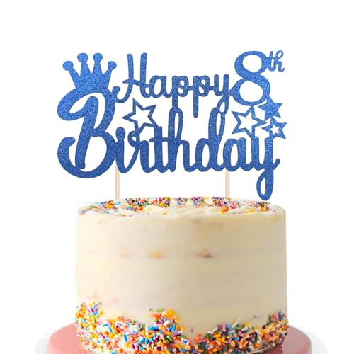 Tortenaufsatz zum 8. Geburtstag, "Happy 8th Birthday", glitzernder Stern, 8 fabelhafte Kuchenspieße, Geburtstagsschild, Kuchendekorationen für Jungen und Mädchen, 8 Jahre alt, Geburtstagsparty (blau) Tortenaufsatz zum 8. Geburtstag, "Happy 8th Birthday", glitzernder Stern, 8 fabelhafte Kuchenspieße, Geburtstagsschild, Kuchendekorationen für Jungen und Mädchen, 8 Jahre alt, Geburtstagsparty (blau) von Fechy