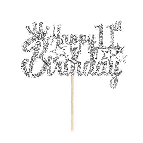 Tortendeko 11 Geburtstag Junge Mädchen, Roségold Glitzer 11. Kuchendeko Geburtstag, Happy 11. Geburtstagstorte Topper, Kuchen Topper 11 Mädchen, Happy 11th Birthday Cake Topper(Roségold) (Silber) von Fechy